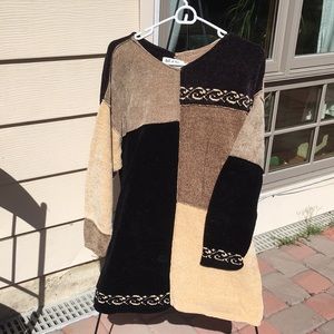 Velour Block Sweater Tunic